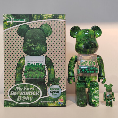 Green Leaf Forest Bearbrick 400%+100% Set Advanced Edition Block Bear Gift Doll