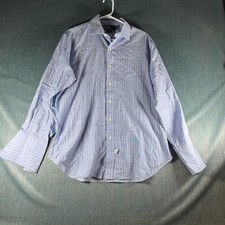 Polo Ralph Lauren Philip Mens Dress Shirt Size 16 Blue Striped Cotton Business