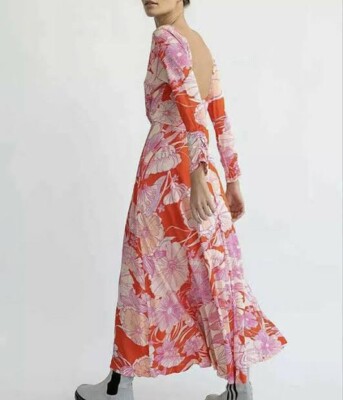 free people first date maxi dress FREE PEOPLE First Date Floral Printed Maxi Slip Dress Women's Size Small