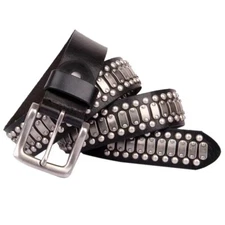 Real Leather Waist Belt Heavy Metal Rivet Studded Unisex Punk Waistband Handmade