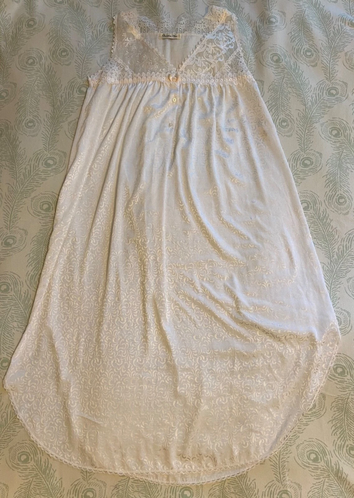 Camicia da notte da sposa vintage Christian Dior senza maniche in pizzo etichetta ILGWU usata in ottime condizioni!