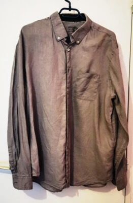 Jolie chemise Celio manche longue gris en 100% lin taille XL - Photo 1/4