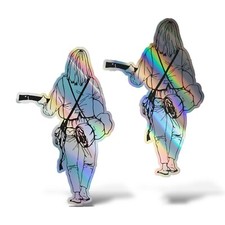Fluo Holographic Sticker x2 VAGABOND HIPPIE Sticker Decal Car Motorcycle Wall Camper
