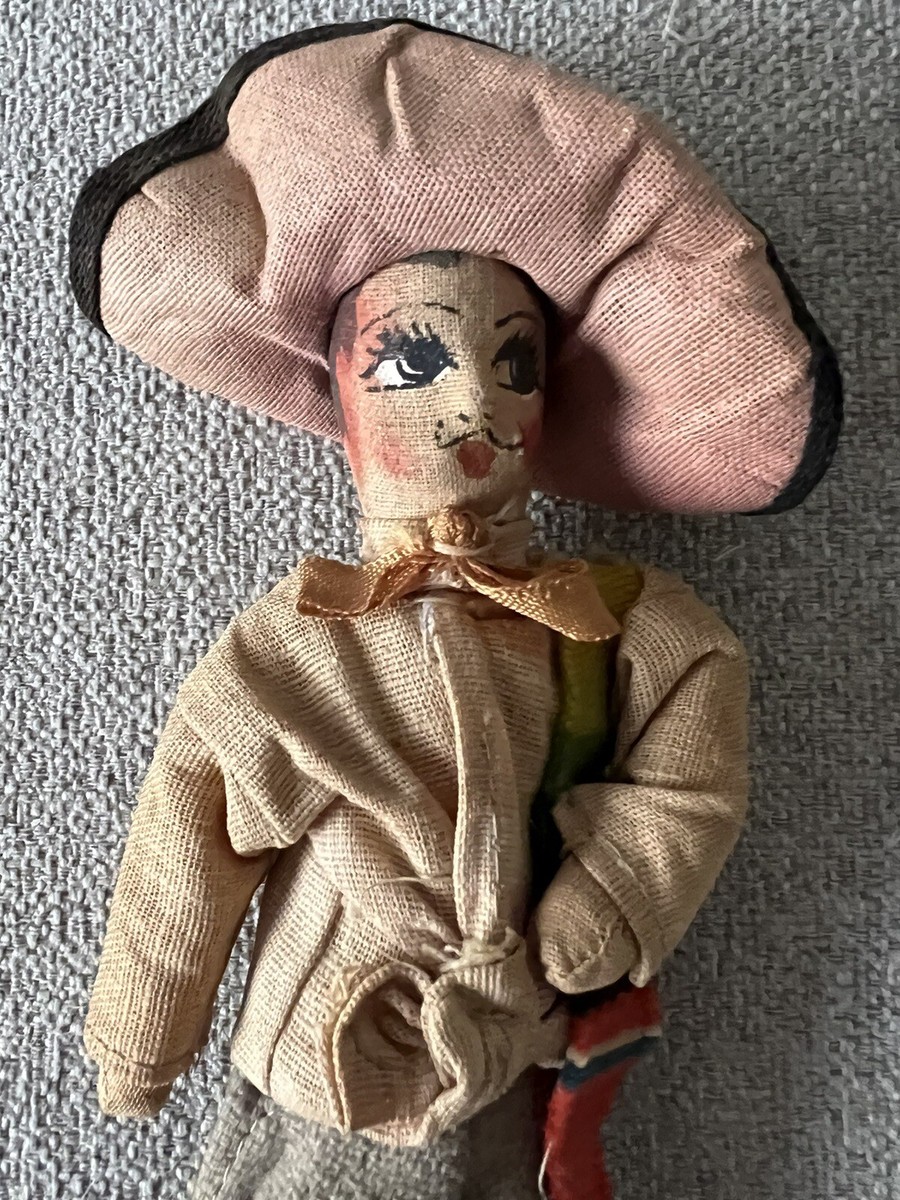 Vintage Handmade Mexican Boy Doll Young Man With Sombrero - Main Image