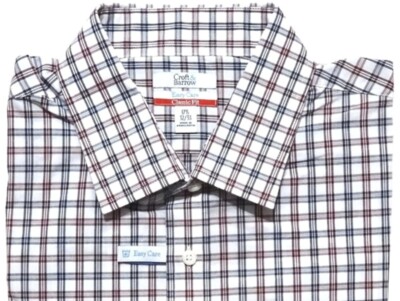 Croft & Barrow Classic-Fit Easy-Care Shirt Red Plaid Long Sleeve 17.5"  32/33"