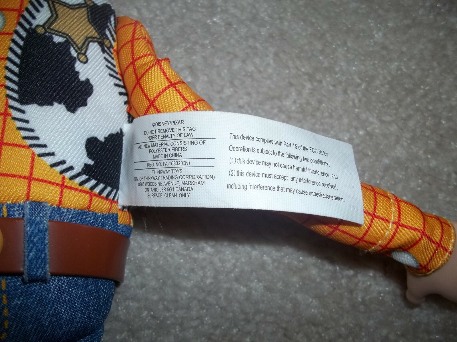 Toy Story Pull String Talking Woody, Thinkaway Toys 16" Mint Works 30