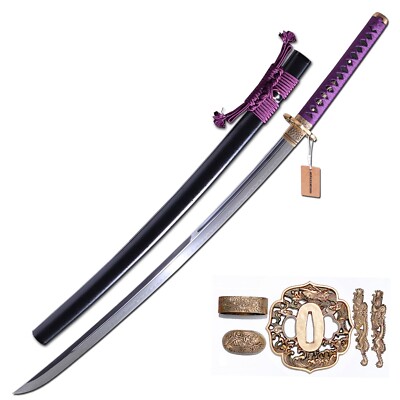 Katana Sword Clay Tempered T10 Steel Unkubi Zukurai Blade Razor Sharp Real Hamon