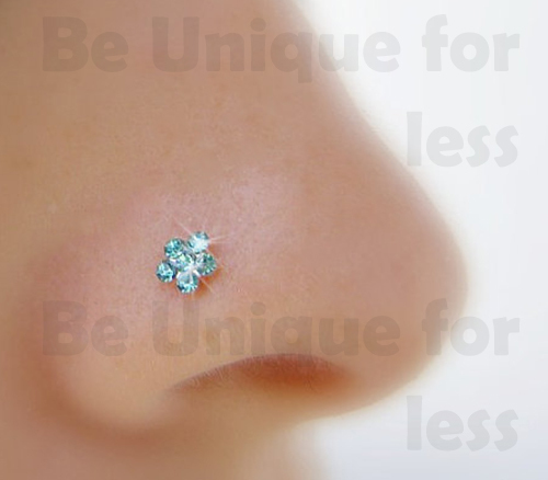 Nose Pin Nose Stud Surgical steel Crystal Flower Nose Ring Piercing Bone end - Picture 9 of 9