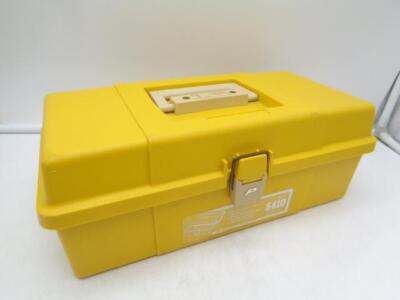 1 compartment tackle box Plano One-Tray loaded with an assortment of essential tackle hooks Vintage Plano RARE Yellow Tackle