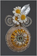Vase mit Blumen Viktorianisch Sebnitz Lauscha Leondraht viktorianisch Victorian