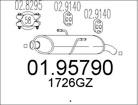 Silencieux arrière pour Peugeot 206 CC 1.6 16v en acier aluminisé