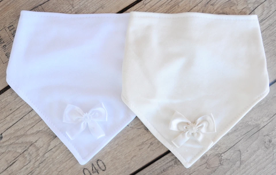 LA BORTINI Pañuelo de bebé pañuelo de bebé peto pañuelo triangular babero blanco crema bautizo pañuelo para el cuello