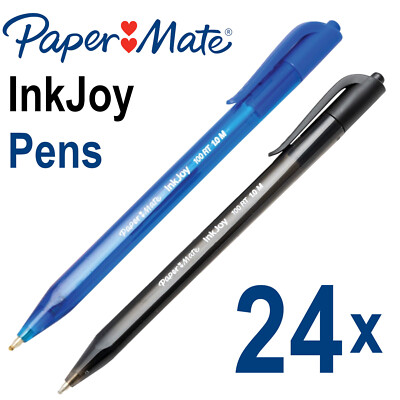 24x Paper Mate InkJoy 100RT 1,0 mm Einziehbar Mittel Kugelschreiber (Blau/Schwarz)