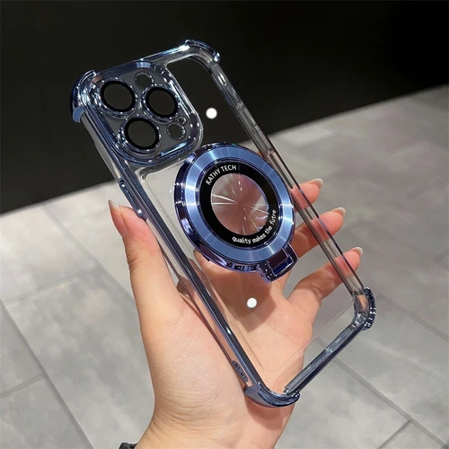 Funda transparente a prueba de golpes con soporte de anillo magnético para iPhone 16 15 Pro Max - Imagen 19 de 20