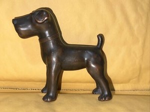 JENNINGS BROTHERS (JB) TERRIER DOG FIGURINE, OUTSTANDING! BRONZE PAPERWEIGHT.