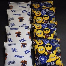 8 CORNHOLE BEAN BAGS made w UK UNIVERSITY OF KENTUCKY WILDCATS EMOJI Fabric