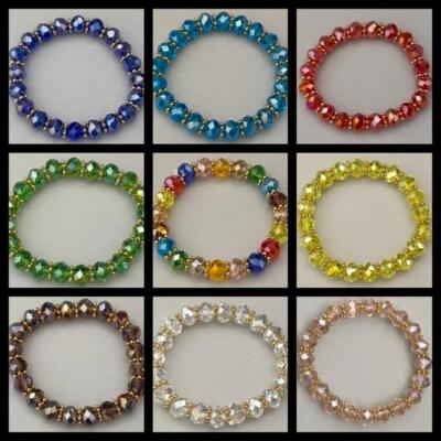 STUNNING NEW STRETCH BRACELET IRIDESCENT  BEADS FREE SHIPPING