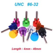 Flat Head Knurled Thumb Screw, UNC #6-32, 4-40mm, Step Design, Hand Tightened