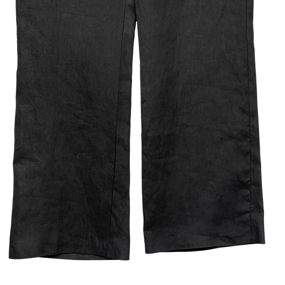 Pantalones de pierna ancha Merona para mujer talla 10 negros 100 % lino forrados con bolsillos nuevos con etiquetas Foto 3 de 4
