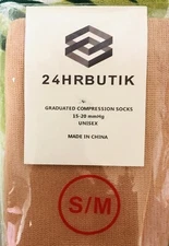 24HRBUTIK*Copper-infused*support knee-high hose￼*ONE-pair*15-20 mmHg*S/M unisex￼