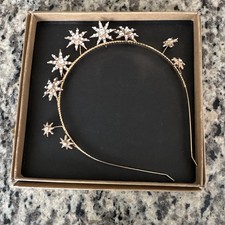 Gold Starburst Rhinestone Crystal Headband Tiara Hair Accessory