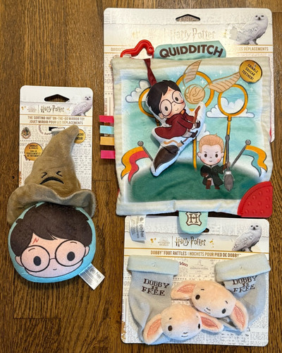 Complete Set of 3 Harry Potter Baby Crinkle Teether, Mirror Toy & Foot Rattles
