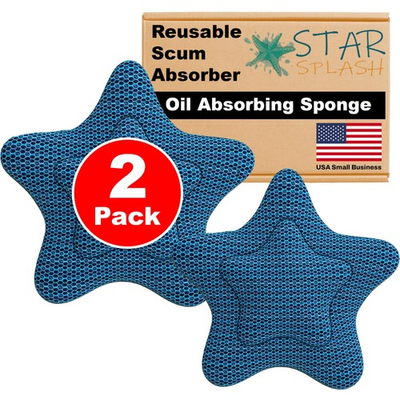 #ad Scum Star Hot Tub Scum Absorber Two Pack Reusable Oil Absorbing Sponge Mus... $52.59