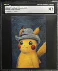 CGC 8.5 Pikachu Grey Felt Hat VAN GOGH Postcard 2023 Pokemon Center Exclusive