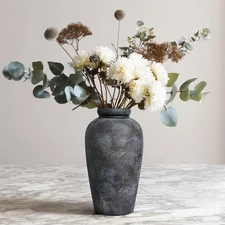 Rustic Vase, 11 inch Large Terracotta Flower Vase, Farmhouse Ceramic Pottery,...