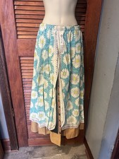 Vtg 70s Designer Chessa Davis Patchwork Lace Floral Lilac Boho Hippie Maxi Skirt