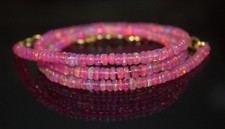 Best Quality Pink Ethiopian Opal 4x4.5mm Beads Necklace 16'' Loose Gemstone Z.3