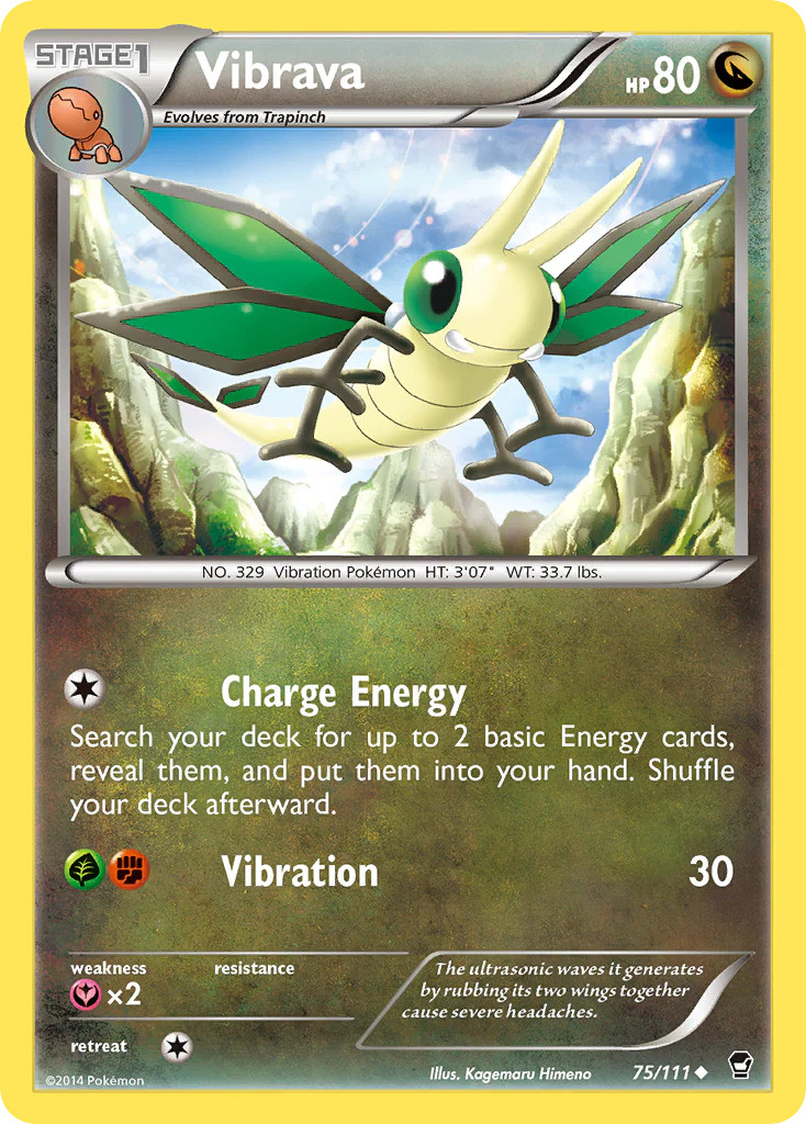 Vibrava (75/111) [XY: Furious Fists] Moderately Played Reverse Holofoil Pokemon