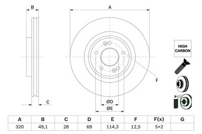 2x Bremsscheibe BOSCH 0 986 479 F35 für HYUNDAI SANTA FÉ 3 DM DMA GDI KIA UM 4WD