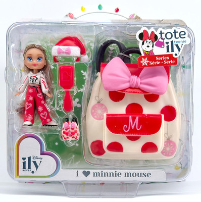 Disney ILY 4Ever Tote-ily Teenies Minnie Mouse Holiday Doll Backpack Clip NEW