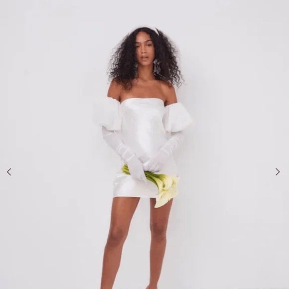 white mini dress with gloves Gloves Up Halter Mini Dress