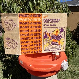 Vintage 1970s Port-A-Sink Portable Camping Sink 5 Gallon Water Container