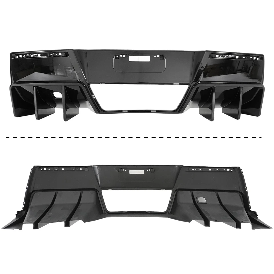 Kit difusor parachoques trasero aleta grande negro brillante para Corvette C7 todos los modelos 2014-2019 Foto 3 de 4