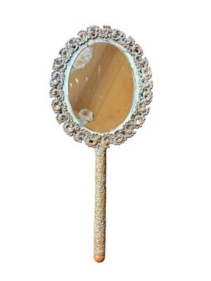 Vanity Hand Mirror with ornate detailing Baroque, Rococo Antique Italian