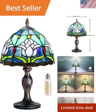 Stained Glass Table Lamp,Stained Glass Crystal Bead Style Table Light, Handma...