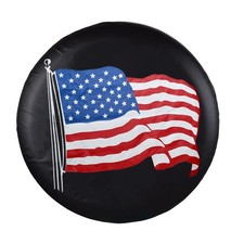 Spare Tire Cover Black Wheel Cover With American Us Flag Pvc 15 Inch
