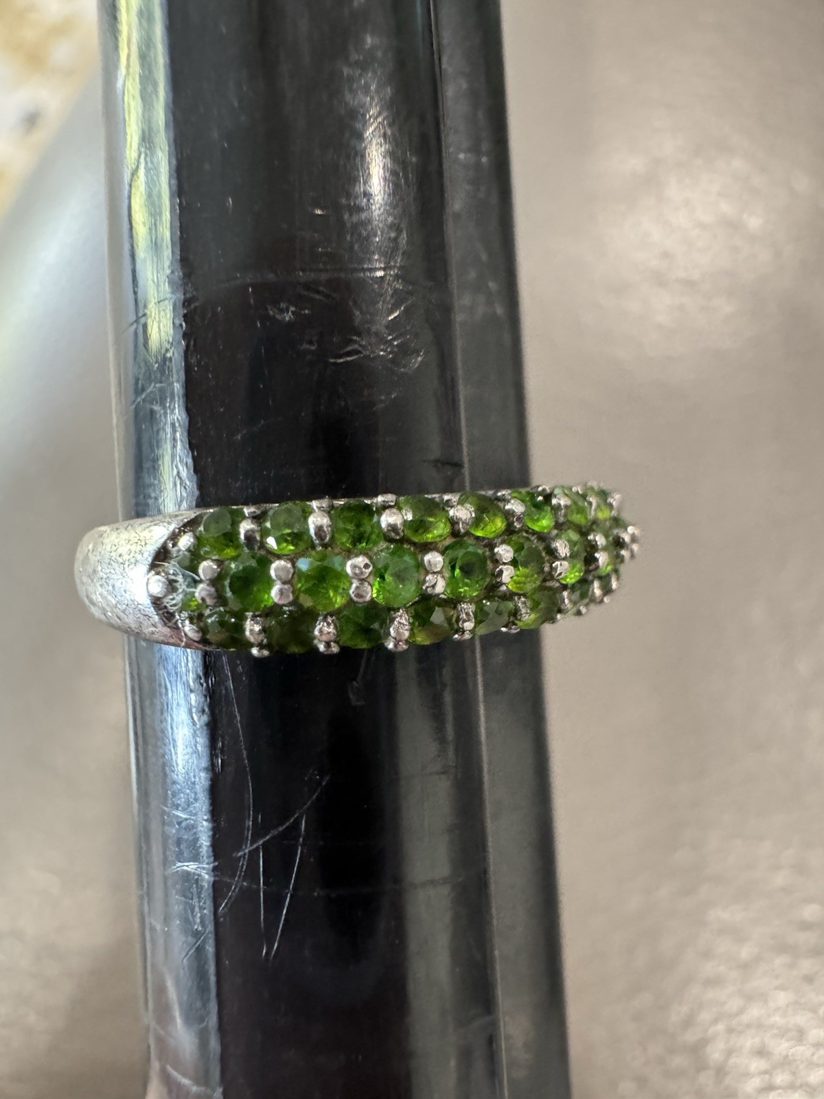 Beautiful sterling silver stackable with Green pa… - image 10