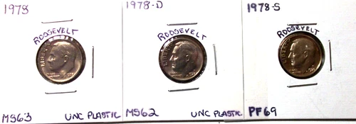 1978-P MINT STATE / 1978-D MINT STATE / 1978-S PROOF ROOSEVELT DIMES