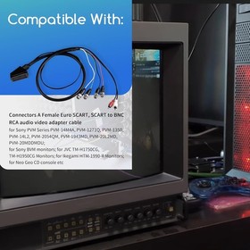Female RGB Euro SCART to 4 RGB BNC & 2 RCA Adapter Cable For Neo Geo CD Console