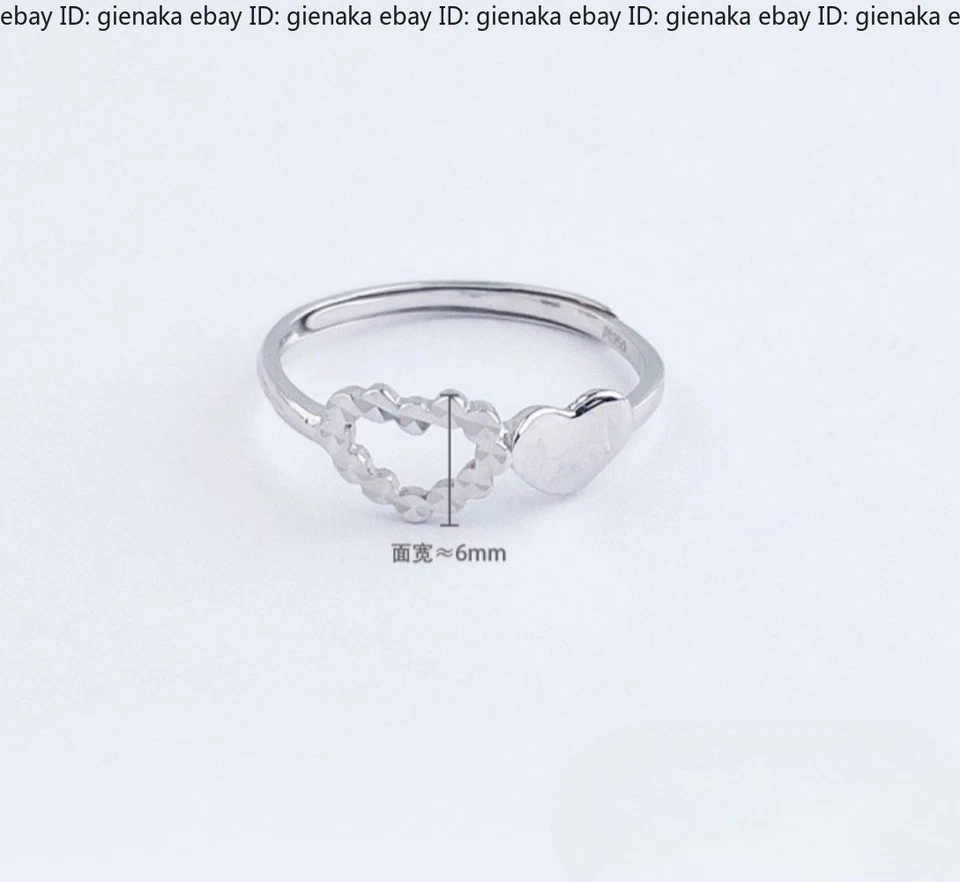 PT950 Pure Platinum 950 Band Women Lucky adjustable Love Heart Rings 1.8-2.0g - Image 2 of 4