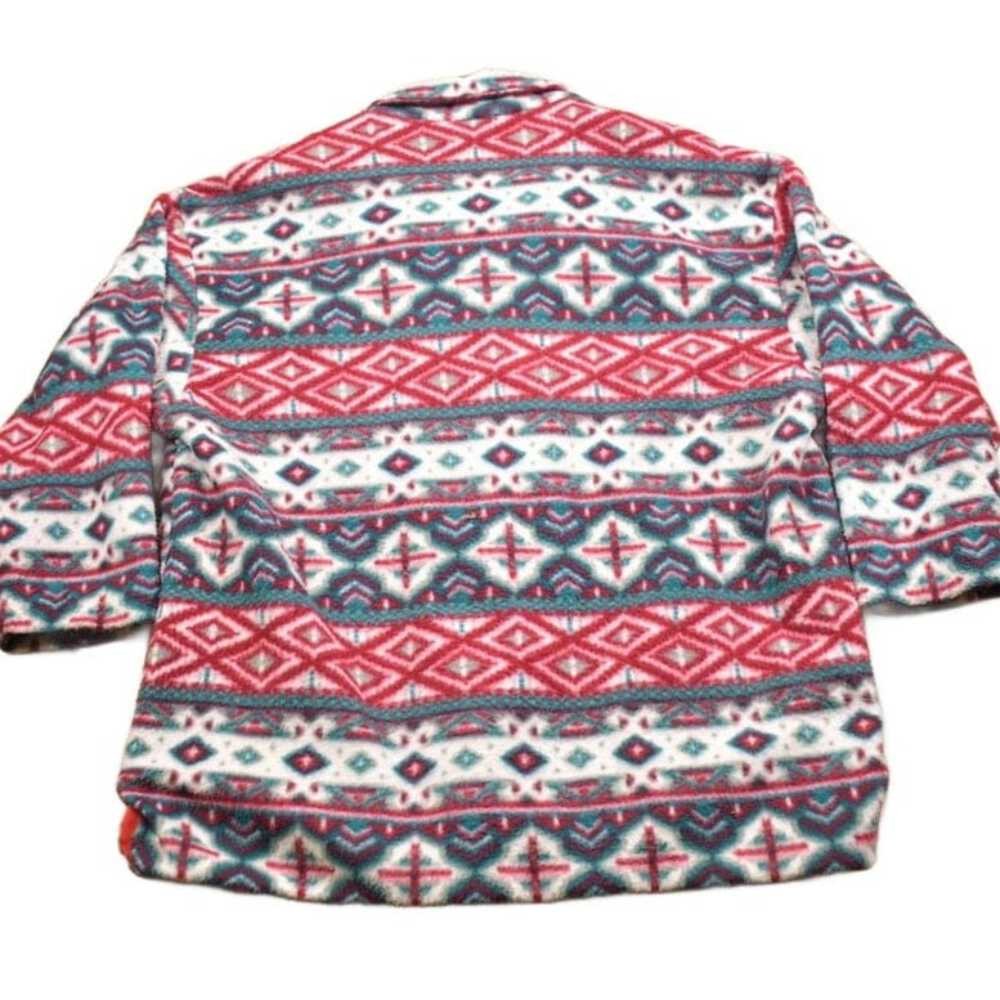 Vintage 1990s Abstract Button Up Fleece Sweater Men's 2XL image 2