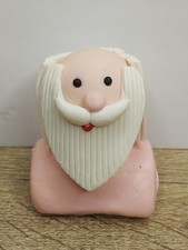 Vtg Santa Doll Head Part White Bearded Clay Christmas Craft
