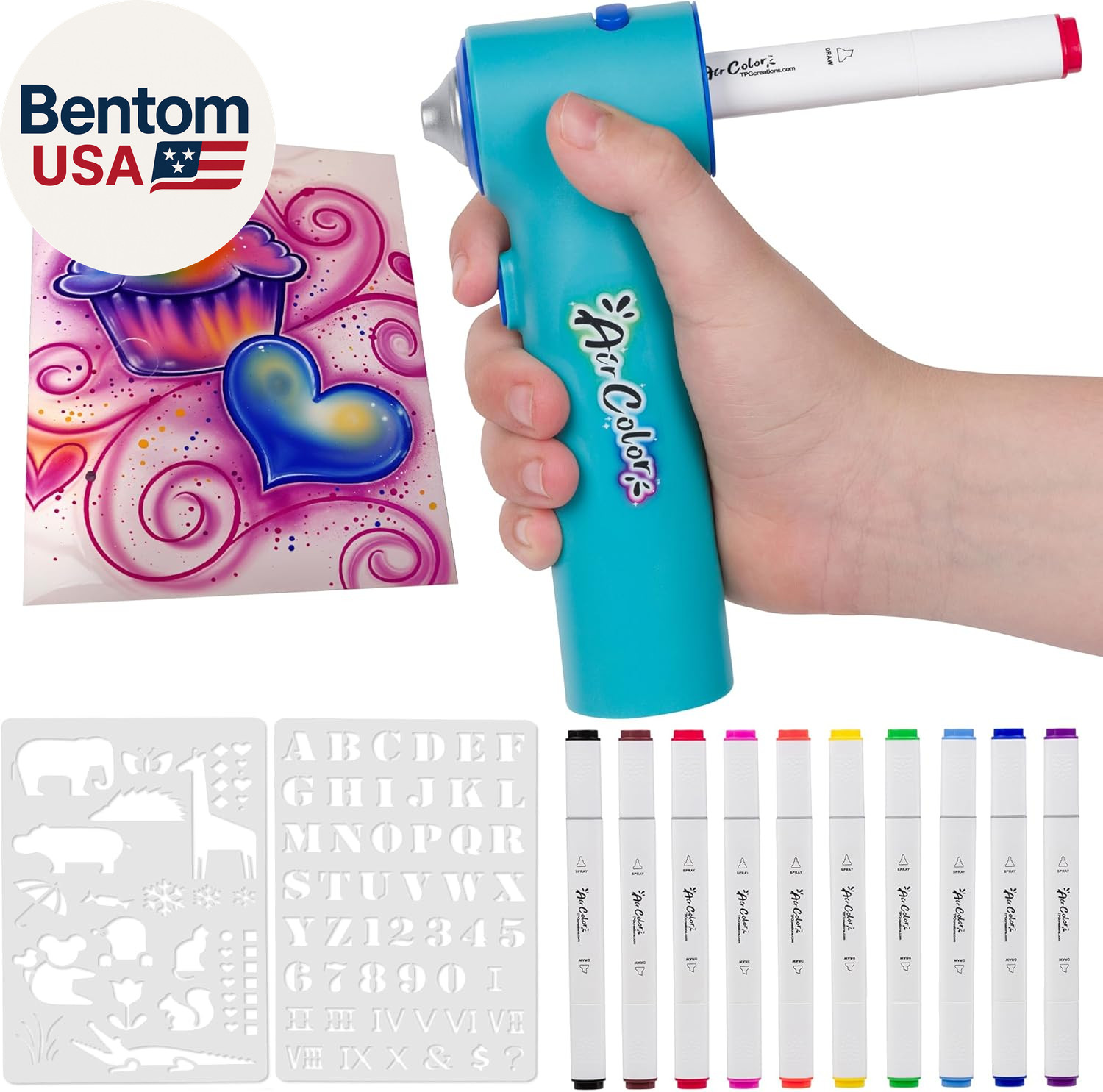 Air Color Airbrush Marker Kit for Kids, Cordless and Rechargeable Air Brush Set