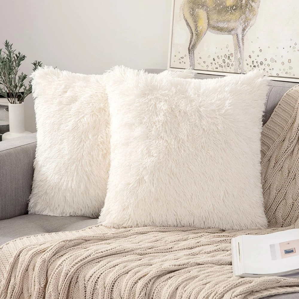 ANRODUO Pack of 2 Beige Throw Pillows 20" x (Pack 2),