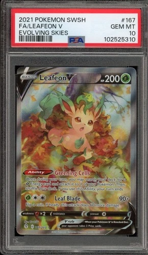 Pokemon Leafeon V Evolving Skies Full Alt Art #167 PSA 10 Gem Mint