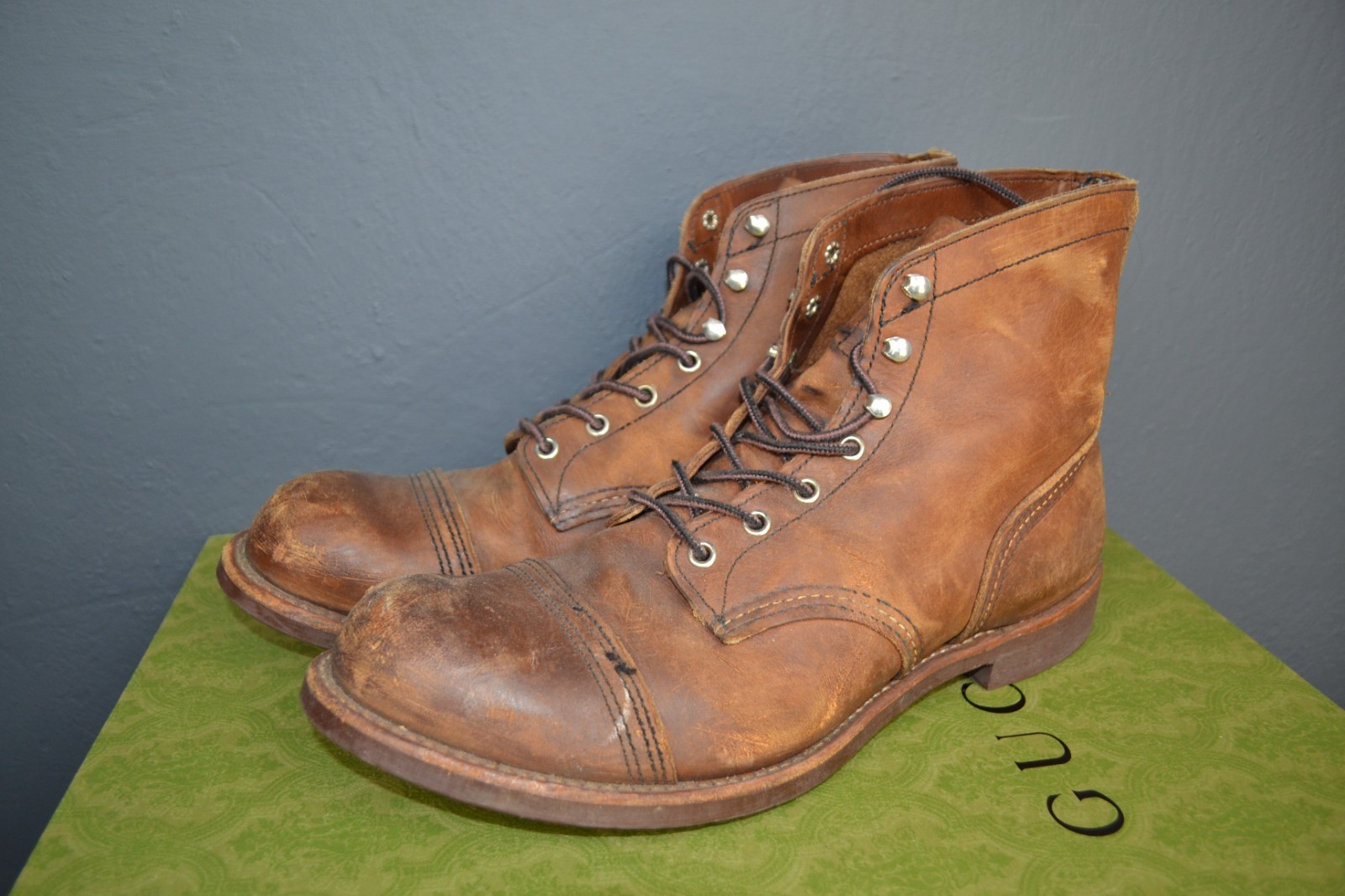 Red Wing Iron Ranger 8111 Cap Toe Leather Boots Mens Cork Brown Sz 12 D